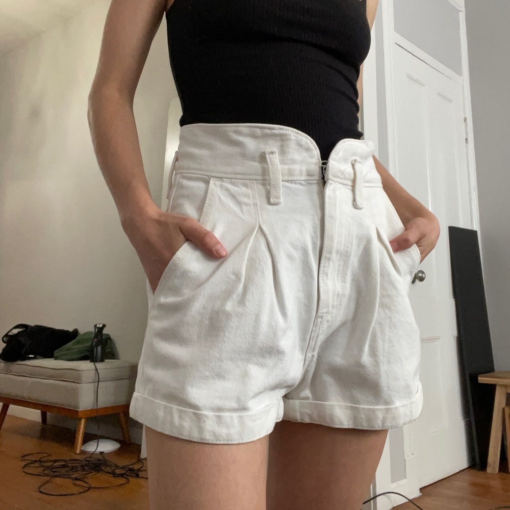 White Levis denim shorts